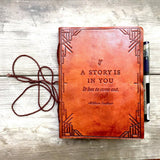 "If A Story" Handmade Quote Leather Journal - 5x7 Brown