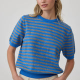 Stripe Knit Short Sleeve Sweater Top - RSW1200