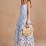 Scalloped Eyelet Embroidered Midi Dress