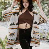 Boho Faux Fur Ruana Wrap with Cozy Pockets - Tribal Cardigan