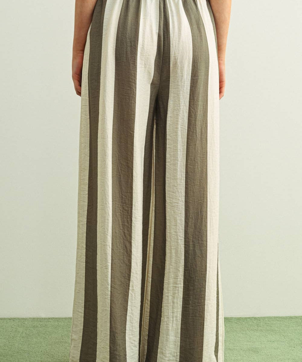 Thick Striped Wide Leg Trousers