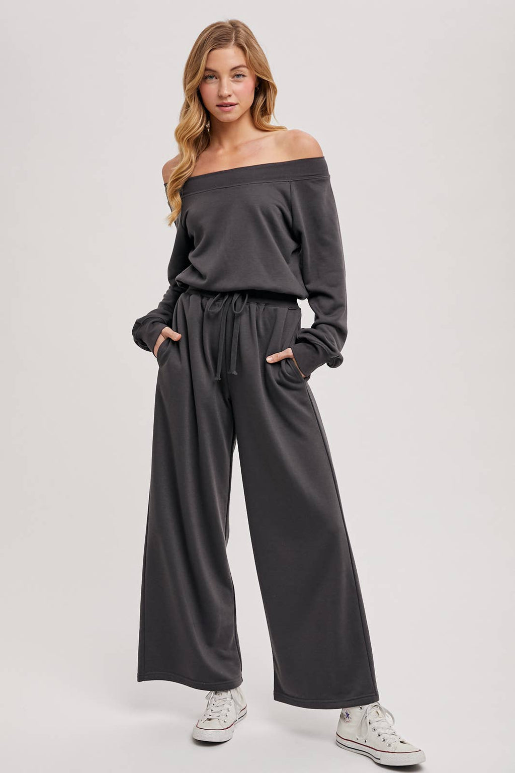Off-The-Shoulder Knit Jumpsuit