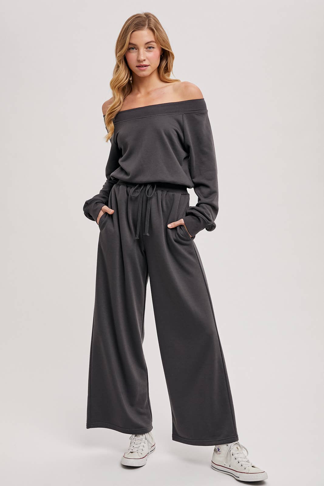 Off-The-Shoulder Knit Jumpsuit