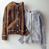 Contrast Trim Boho Knit Button Cardigan