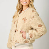 Embroidery Teddy Fur Jacket