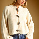 J7114   SWEATER CARDIGAN WITH TOGGLE BUTTON DETAIL