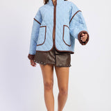 ZIP FRONT COLLARED LONG SLEEVE JACKET