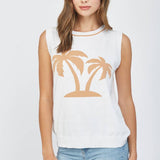 PALM TREE INTARSIA KNIT SWEATER TANK FW10350