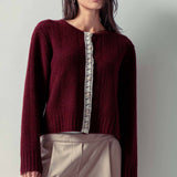 Lace Trim Wool Blend Cardigan