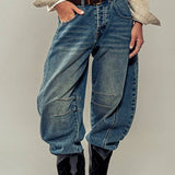 Light Dirty Wash Barrel Leg Jeans