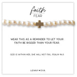 Faith Over Fear Gold Cross Bracelet,6mm-Pearl Beads