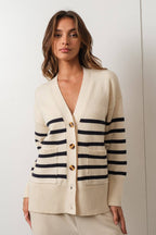 Ivory & Navy Striped Cardigan