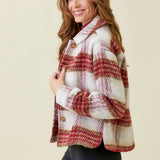60367 Plaid Printed Jacket