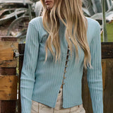 Slim Fit Knit Button Top - RTK1029