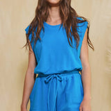 Keyhole Back Drawstring Waistband Romper