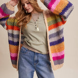Rainbow Hand-Crochet Open Cardigan