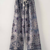 Boho Print Wide-Leg Lounge Pants
