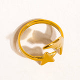Tasa 18K Gold Non-Tarnish Star and Moon Ring