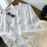 Cotton linen blend button down shirt
