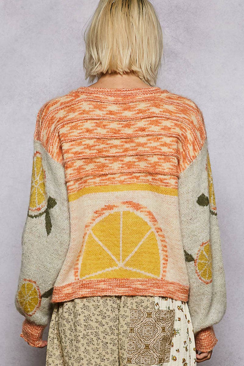 Orange Print Sweater