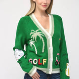 GOLF EMBROIDERED PATCH CARDIGAN LW2119