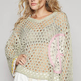V-Neck Crochet Peace Sweater