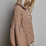 Floral Handmade Buttons Velvet Chenille Sweater Hoodie Top