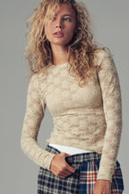 Romantic Floral Stretch Lace Layering Top