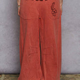 Floral Embroidered Twill Pants