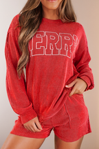 "MERRY" Graphic Long Sleeve Top and Shorts Set
