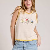 Ice Cream Embroidered Contrast Knit Vest