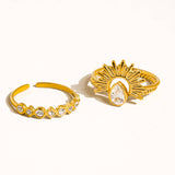 Françoise 18K Gold Non-Tarnish Sun Stone CZ Layered Ring