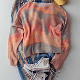 Abstract Pattern Boxy Fuzzy Knit Sweater