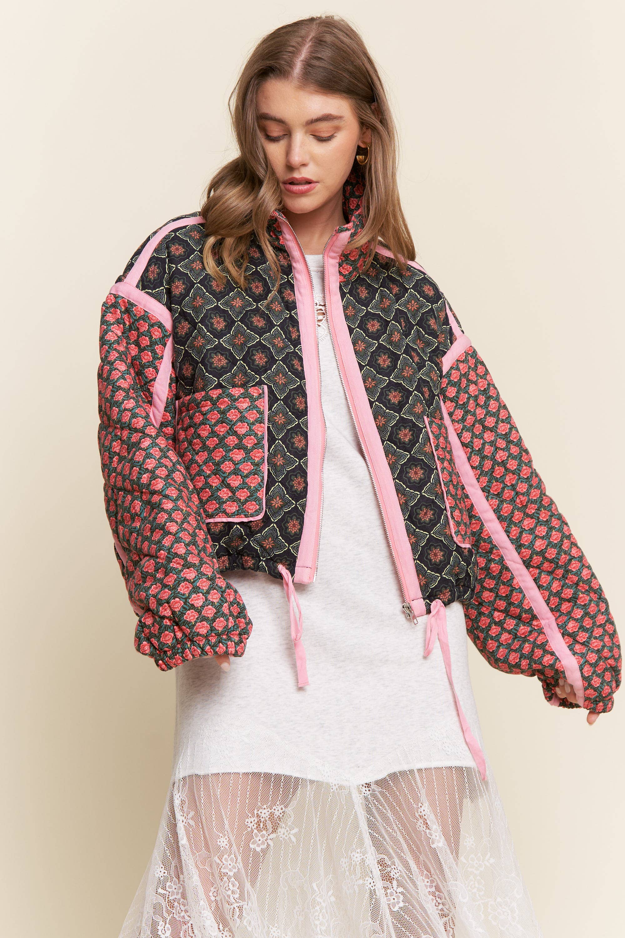 Rose Patterned Padded Jacket