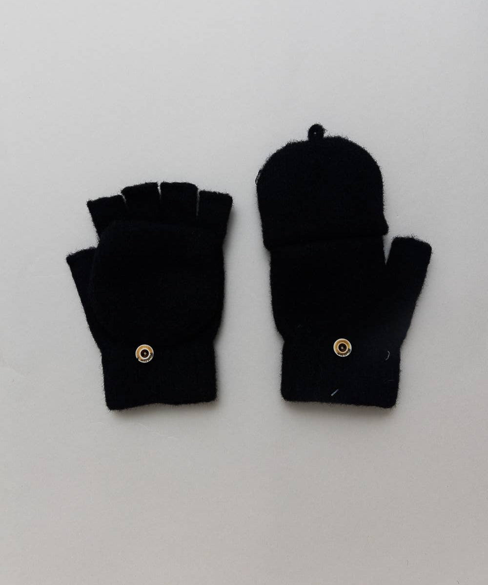 Winter Knit Convertible Fingerless Gloves with Mitten Flap