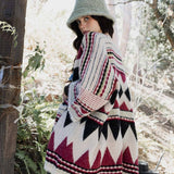 Boho Faux Fur Ruana Wrap with Cozy Pockets - Tribal Cardigan