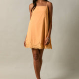 LACE TRIM SPAGHETTI SHIFT MINI DRESS