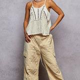 Thin Strap Embroidered Tank Top