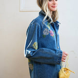 Floral Embroidered Denim Jacket - RJ1130