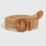 Boho hollow woven straw belt for women