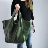 Women's shoulder bag large capacity Soft PU leather handbag