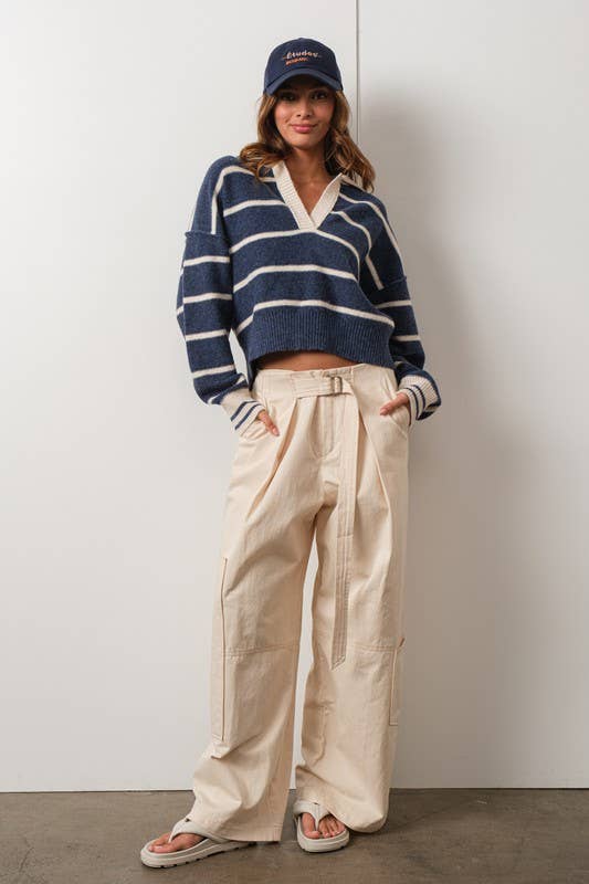Marina Navy Blue V-Neck Pullover