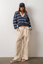 Marina Navy Blue V-Neck Pullover