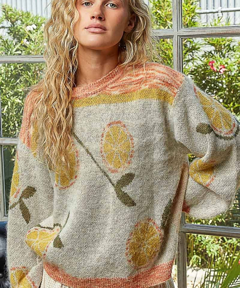 Orange Print Sweater