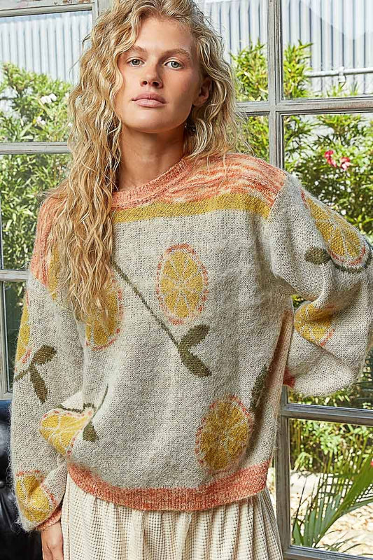 Orange Print Sweater