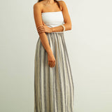 D5725 STRIPED PATTERN KNIT WITH RIBBED TOP COMBINATION DRESS