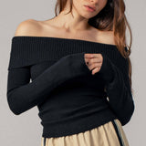 Ribbed Off-Shoulder Long Sleeve Sweater