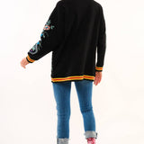 Hermione French Terry Cardigan | Floral Embroidered Jacket