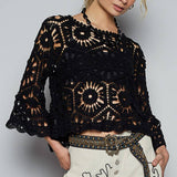 Round Neck Crochet Cropped Top