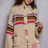 Striped Hoodie Cardigan